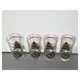 Holiday Glassware Set with Christmas Tree and Poinsettia Designs - Glasses, Tumblers, Mugs