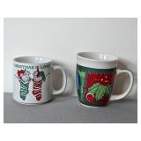 Holiday Glassware Set with Christmas Tree and Poinsettia Designs - Glasses, Tumblers, Mugs