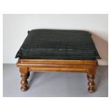 Ethan Allen Wooden Footstool with Upholstered Cushion, 16x26x21 Inches