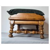 Ethan Allen Wooden Footstool with Upholstered Cushion, 16x26x21 Inches
