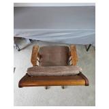 Oak Glider Rocking Chair with Padded Cushions (table & tablecloth not inc)