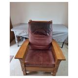Amish Morris/Mission Style Oak Armchair with Leather Cushions