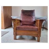 Amish Morris/Mission Style Oak Armchair with Leather Cushions