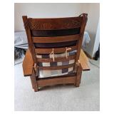 Amish Morris/Mission Style Oak Armchair with Leather Cushions