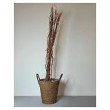 Decorative Twigs in Woven Basket with String Lights (untested)