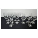 Set of Assorted Stemware Glasses Including Wine and Etched Coupe Glasses