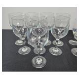 Set of Assorted Stemware Glasses Including Wine and Etched Coupe Glasses