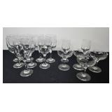 Set of Assorted Stemware Glasses Including Wine and Etched Coupe Glasses