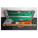 Vintage 3/4 Size Violin in Hard Case with Bow and Accessories - violin is not in working condition