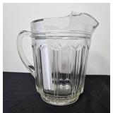 Glass Water Pitcher with 4 Matching Ribbed Glasses Set