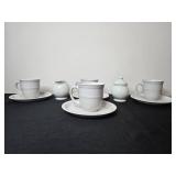 Mainstays White Porcelain Coffee Cup and Saucer Set with Creamer and Sugar Bowl