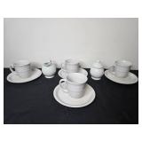 Mainstays White Porcelain Coffee Cup and Saucer Set with Creamer and Sugar Bowl