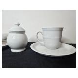 Mainstays White Porcelain Coffee Cup and Saucer Set with Creamer and Sugar Bowl