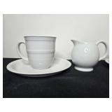 Mainstays White Porcelain Coffee Cup and Saucer Set with Creamer and Sugar Bowl