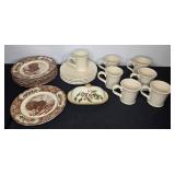 Mixed Dinnerware Set with Maruta Ware Turkey Plates, Food Network White Currant Mugs, Plates, and HOME Butter Dish