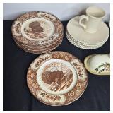 Mixed Dinnerware Set with Maruta Ware Turkey Plates, Food Network White Currant Mugs, Plates, and HOME Butter Dish