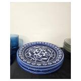 Dinnerware Set with Blue Glass Tumblers, Glass Plates, and Decorative Porcelain Target Home Catalina Blue Medallion Dinner Plates