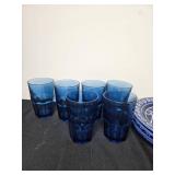 Dinnerware Set with Blue Glass Tumblers, Glass Plates, and Decorative Porcelain Target Home Catalina Blue Medallion Dinner Plates