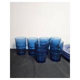 Dinnerware Set with Blue Glass Tumblers, Glass Plates, and Decorative Porcelain Target Home Catalina Blue Medallion Dinner Plates