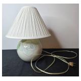 Table Lamp with Pleated Shade and Floral Ceramic Base