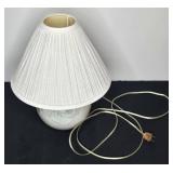 Table Lamp with Pleated Shade and Floral Ceramic Base
