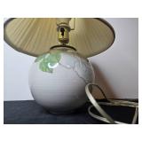 Table Lamp with Pleated Shade and Floral Ceramic Base