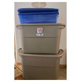 Set of 2 Sterilite 39-Gallon Storage Totes with Blue Bin and White Turntable Spice Organizer