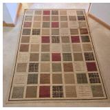 5 ft x 7.5 ft Area Rug with Multi-Color Geometric Square Pattern