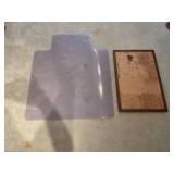 Office Chair Floor Mat and Used Cork Bulletin Board
