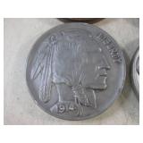 (FS) 4pc Vintage Ceramic Coin Wall ... (FS) 4pc Vintage Ceramic Coin Wall ...