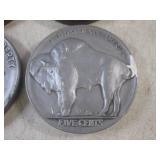 (FS) 4pc Vintage Ceramic Coin Wall ... (FS) 4pc Vintage Ceramic Coin Wall ...