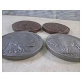 (FS) 4pc Vintage Ceramic Coin Wall ... (FS) 4pc Vintage Ceramic Coin Wall ...