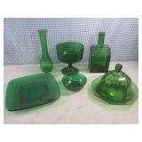 (BS) Vintage Green Glass Pieces... (BS) Vintage Green Glass Pieces...