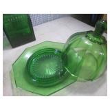 (BS) Vintage Green Glass Pieces... (BS) Vintage Green Glass Pieces...