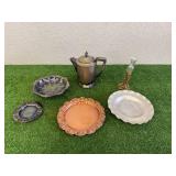 Copper Tray, Silver Plated Items Copper Tray, Silver Plated Items