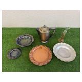Copper Tray, Silver Plated Items Copper Tray, Silver Plated Items