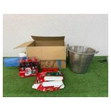 Box of Glass Coca-Cola Bottles & Galvanized Pale Box of Glass Coca-Cola Bottles & Galvanized Pale