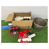 Box of Glass Coca-Cola Bottles & Galvanized Pale Box of Glass Coca-Cola Bottles & Galvanized Pale