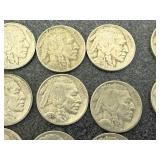 24 Buffalo Nickles - Dates Visible 24 Buffalo Nickles - Dates Visible