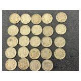 24 Buffalo Nickles - Dates Visible 24 Buffalo Nickles - Dates Visible