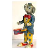T.K. Toys News-Boy Clockwork Tin Wind Up Toy  &  Fossil Elephant Drummer