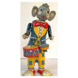 T.K. Toys News-Boy Clockwork Tin Wind Up Toy  &  Fossil Elephant Drummer