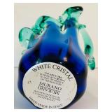 "White Cristal" Murano Vase in Green and Blue from Italy