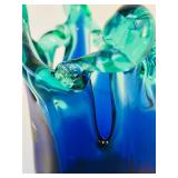 "White Cristal" Murano Vase in Green and Blue from Italy
