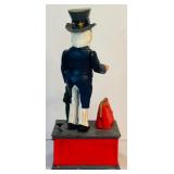 Vintage Cast Iron Uncle Sam Mechanical Bank, 11.5 Inch Reproduction
