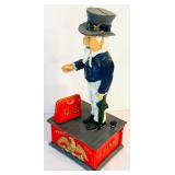 Vintage Cast Iron Uncle Sam Mechanical Bank, 11.5 Inch Reproduction