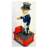Vintage Cast Iron Uncle Sam Mechanical Bank, 11.5 Inch Reproduction