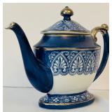 Vintage Blue Bombay Tile Coffee Pot Teapot Sugar and Creamer Set /  5-Piece Bombay Made In China Ironstone Set Cobalt Blue