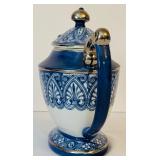 Vintage Blue Bombay Tile Coffee Pot Teapot Sugar and Creamer Set /  5-Piece Bombay Made In China Ironstone Set Cobalt Blue