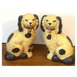 Vintage Ceramic Pair of Staffordshire Style Dog Figurines / Pair of 8 Inch Vintage Style Ceramic Spaniel Dog Figurines
